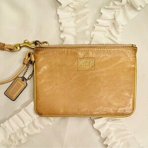 Coach POPPY Gold Leather Wristlet